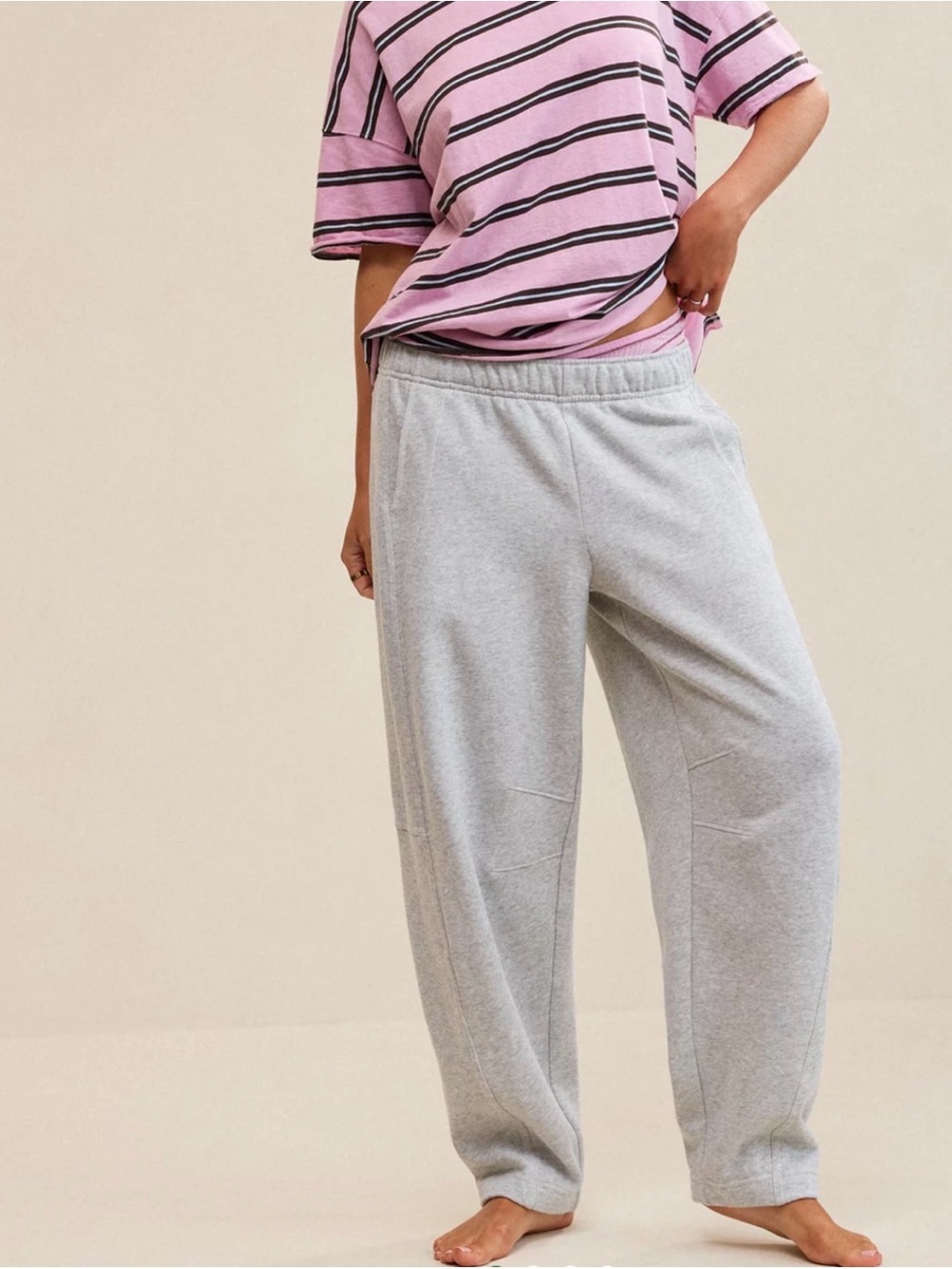 aerie Oh Snap! Medium Heathered, Grey Barrel Joggers